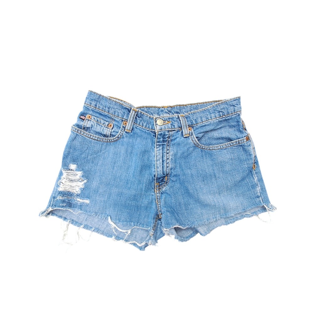 Polo Jeans Co Ralph Lauren Upcycled Denim Shorts Paint Floral Distressed Size 4